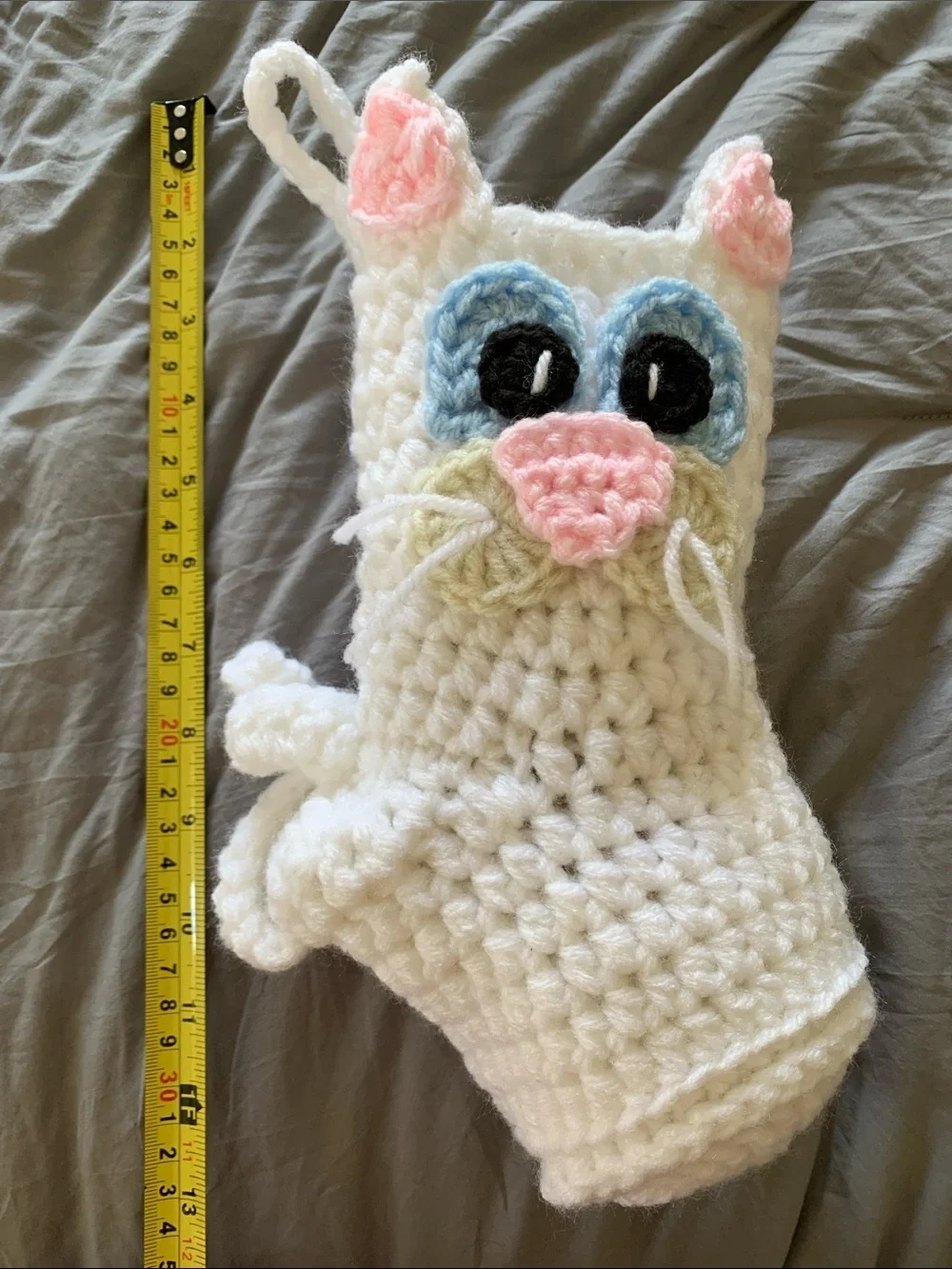 Handmade White Cat Stocking